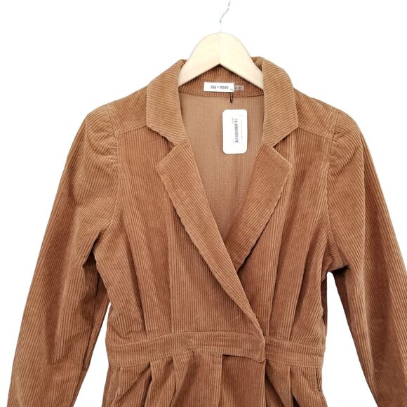 Day + Moon Poppy Corduroy Romper Womens Brown Long Sleeve Collared Size M - Picture 3 of 16
